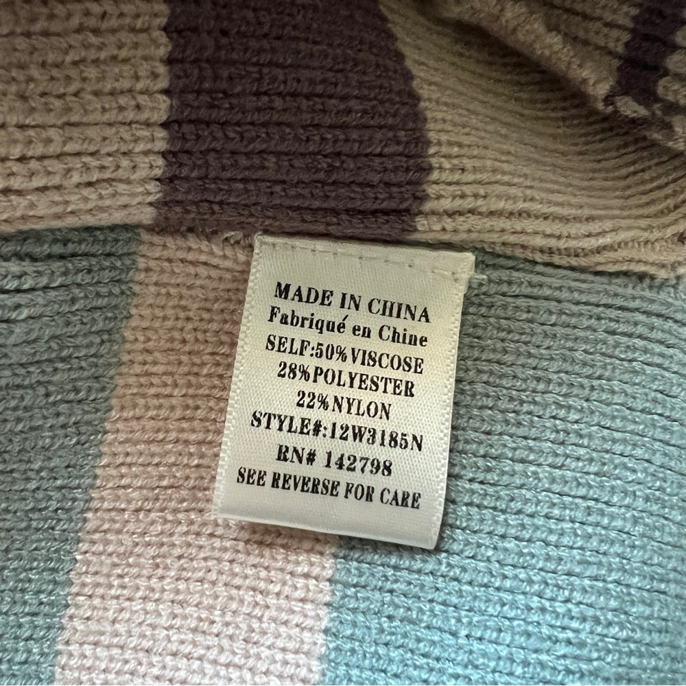New In Striped Oversized Pullover Sweater Sage Buckle - Picture 5 of 6